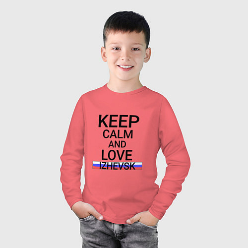 Детский лонгслив Keep calm Izhevsk Ижевск / Коралловый – фото 3