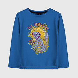 Лонгслив хлопковый детский Скелет в шляпе, цвет: синий