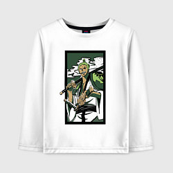 Лонгслив хлопковый детский ЗОРО САМУРАЙ ИЗ ВАН ПИСА, цвет: белый