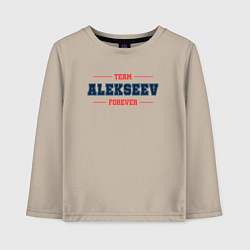 Лонгслив хлопковый детский Team Alekseev Forever фамилия на латинице, цвет: миндальный