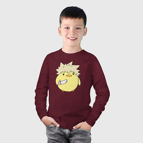 Детский лонгслив Опасный Бакуго My Hero Academia / Меланж-бордовый – фото 3