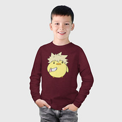 Лонгслив хлопковый детский Опасный Бакуго My Hero Academia, цвет: меланж-бордовый — фото 2
