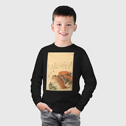 Лонгслив хлопковый детский Японская гравюра Карп, цвет: черный — фото 2