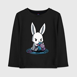 Лонгслив хлопковый детский Зайчонок обнял клубки The bunny hugged the balls, цвет: черный
