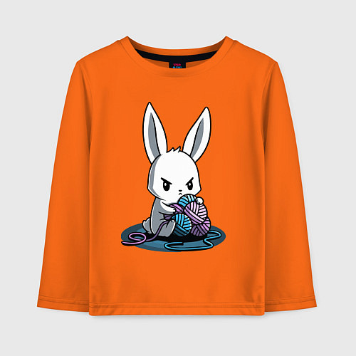 Детский лонгслив Зайчонок обнял клубки The bunny hugged the balls / Оранжевый – фото 1