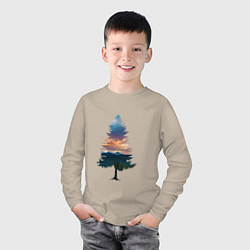 Лонгслив хлопковый детский Лес в ёлке, цвет: миндальный — фото 2