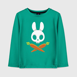 Лонгслив хлопковый детский Череп кролика с двумя морковками, цвет: зеленый