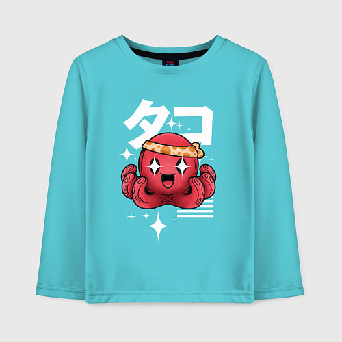 Детский лонгслив Japanese octopus / Бирюзовый – фото 1