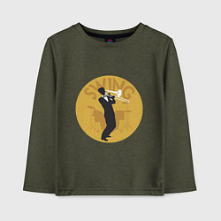 Лонгслив хлопковый детский Swing, цвет: меланж-хаки
