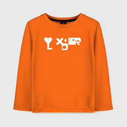 Лонгслив хлопковый детский Love death and robots ребус из симовлов и букв, цвет: оранжевый