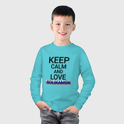 Лонгслив хлопковый детский Keep calm Solikamsk Соликамск, цвет: бирюзовый — фото 2