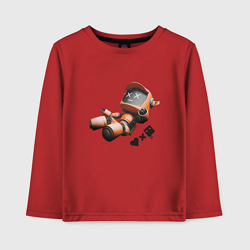 Детский лонгслив Падающий робот с логотипом / Красный – фото 1