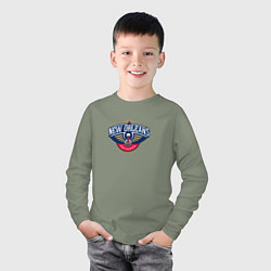 Лонгслив хлопковый детский Нью-Орлеан Пеликанс NBA, цвет: авокадо — фото 2