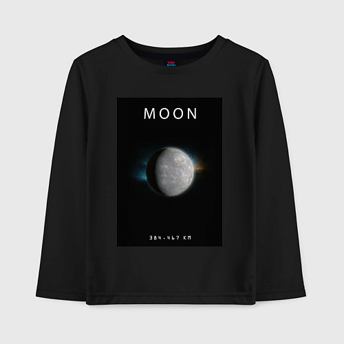 Детский лонгслив Moon Луна Space collections / Черный – фото 1