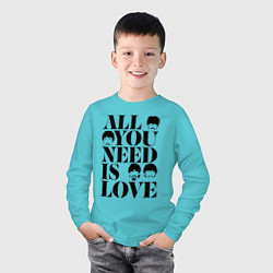 Лонгслив хлопковый детский ALL YOU NEED IS LOVE THE BEATLES, цвет: бирюзовый — фото 2