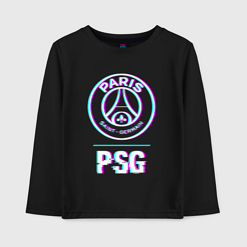 Детский лонгслив PSG FC в стиле Glitch / Черный – фото 1