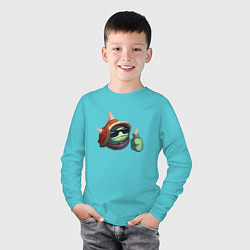 Лонгслив хлопковый детский 8K Rammus, цвет: бирюзовый — фото 2
