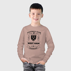 Лонгслив хлопковый детский West Ham: Football Club Number 1 Legendary, цвет: пыльно-розовый — фото 2