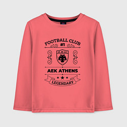 Лонгслив хлопковый детский AEK Athens: Football Club Number 1 Legendary, цвет: коралловый