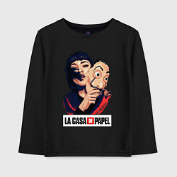 Лонгслив хлопковый детский Бумажный дом La casa de papel, цвет: черный