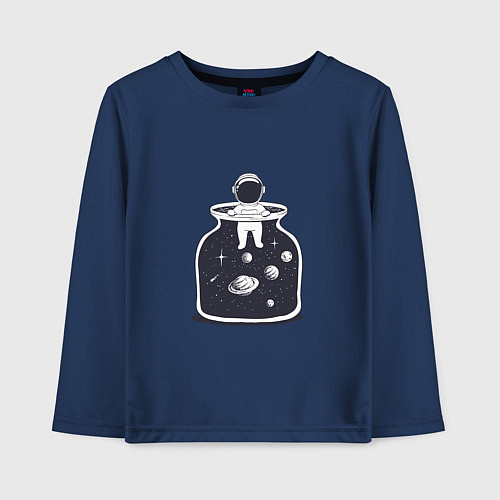 Детский лонгслив Космонавт в банке / Тёмно-синий – фото 1