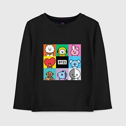 Лонгслив хлопковый детский BT21 BTS к-поп, цвет: черный