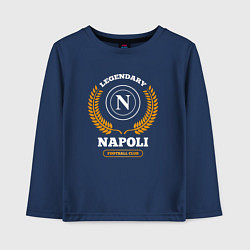Лонгслив хлопковый детский Лого Napoli и надпись Legendary Football Club, цвет: тёмно-синий