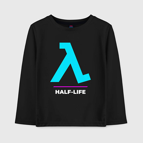 Детский лонгслив Символ Half-Life в неоновых цветах / Черный – фото 1