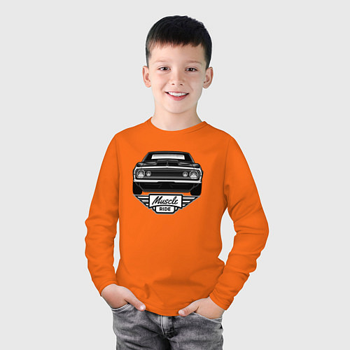 Детский лонгслив Muscle ride Черное авто / Оранжевый – фото 3