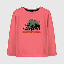 Лонгслив хлопковый детский СИЛА НОСОРОГА, цвет: коралловый