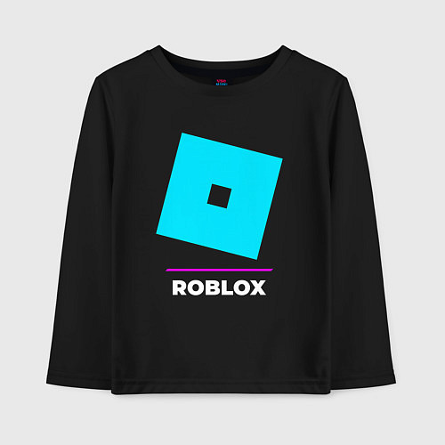 Детский лонгслив Символ Roblox в неоновых цветах / Черный – фото 1