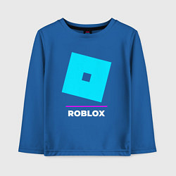 Лонгслив хлопковый детский Символ Roblox в неоновых цветах, цвет: синий
