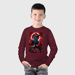 Лонгслив хлопковый детский Берсерк-Гатс, цвет: меланж-бордовый — фото 2