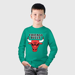 Лонгслив хлопковый детский Chicago Bulls, цвет: зеленый — фото 2