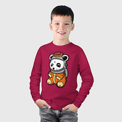 Лонгслив хлопковый детский Космо панда, цвет: маджента — фото 2
