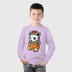 Лонгслив хлопковый детский Космо панда, цвет: лаванда — фото 2