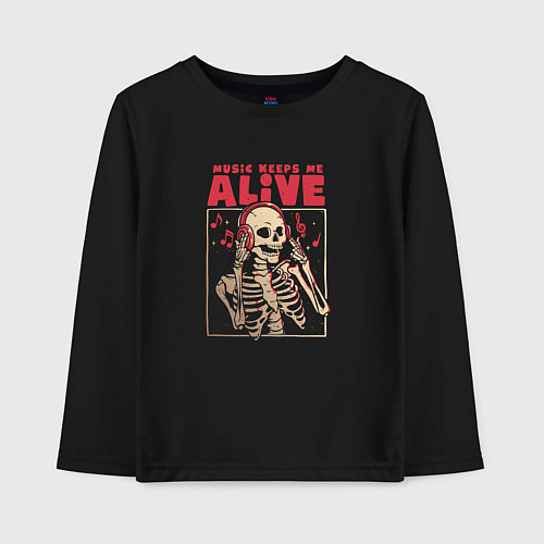 Детский лонгслив Music Keeps Me Alive / Черный – фото 1