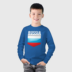 Лонгслив хлопковый детский Russia Триколор России, цвет: синий — фото 2