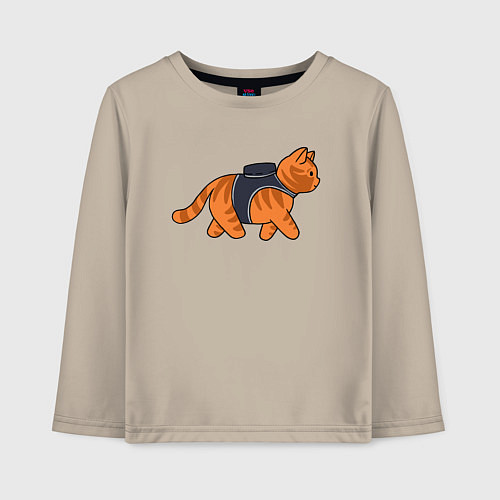 Детский лонгслив Минималистичны котик из stray / Миндальный – фото 1