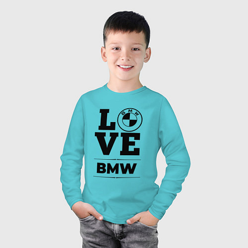 Детский лонгслив BMW love classic / Бирюзовый – фото 3