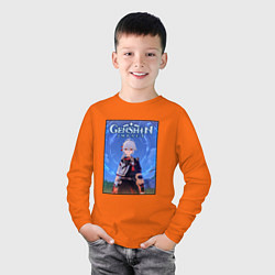 Лонгслив хлопковый детский Кадзуха Каэдэхара Геншин импакт, цвет: оранжевый — фото 2