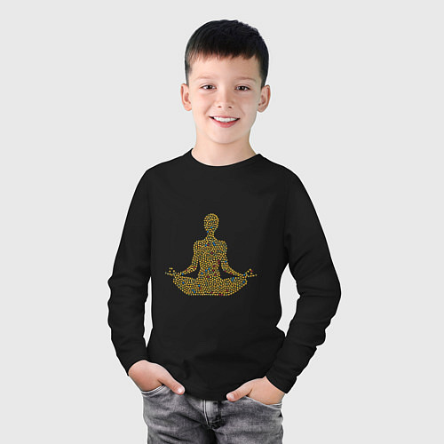 Детский лонгслив Медитация смайлики / Черный – фото 3