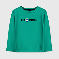 Лонгслив хлопковый детский Old school, шеврон старой школы, цвет: зеленый