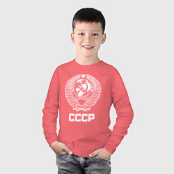 Лонгслив хлопковый детский Герб СССР, цвет: коралловый — фото 2