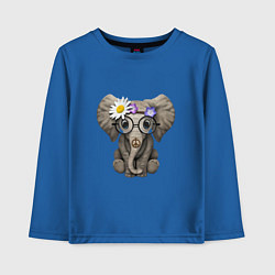 Лонгслив хлопковый детский Мир - Слон, цвет: синий