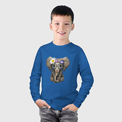 Лонгслив хлопковый детский Мир - Слон, цвет: синий — фото 2