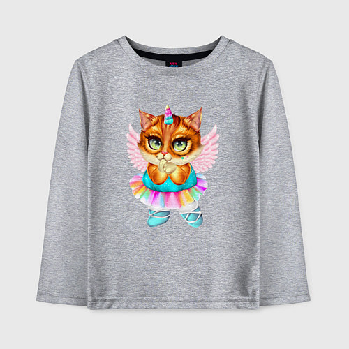 Детский лонгслив Рыжая кошечка принцесса / Меланж – фото 1