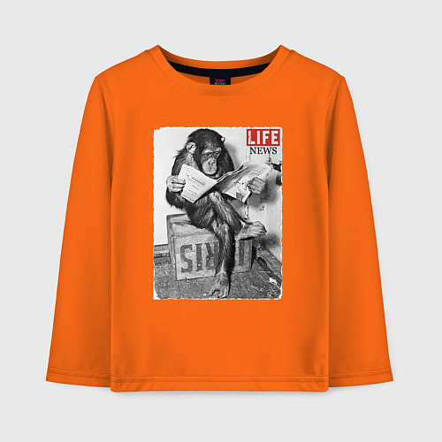 Детский лонгслив LIFE NEWS:monkeys / Оранжевый – фото 1