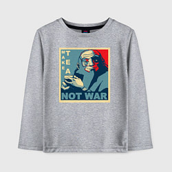 Лонгслив хлопковый детский Make tea, not war, цвет: меланж