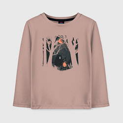 Лонгслив хлопковый детский Оранжевая луна и песни под гитару, цвет: пыльно-розовый